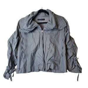 Ana NONZA Women Jacket Medium Cropped Lagenlook Art To Wear Ruched Gathered Boxy